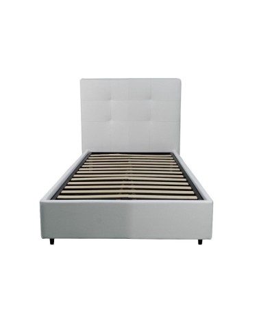 Letto singolo Ascoli contenitore in ecopelle bianco