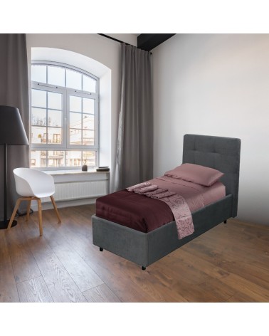 Letto singolo Ascoli contenitore in tessuto Ash grigio