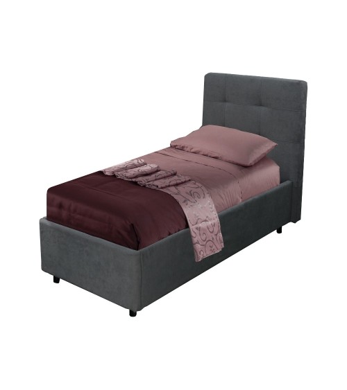 Letto singolo Ascoli contenitore in tessuto Ash grigio