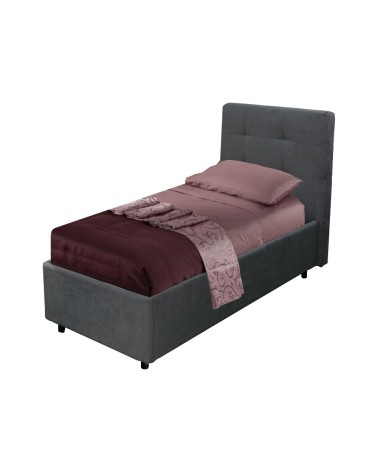 Letto singolo Ascoli contenitore in tessuto Ash grigio