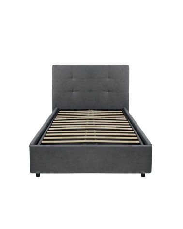 Letto singolo Ascoli contenitore in tessuto Ash grigio