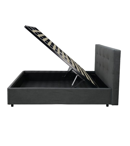 Letto singolo Ascoli contenitore in tessuto Ash grigio
