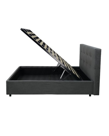 Letto singolo Ascoli contenitore in tessuto Ash grigio