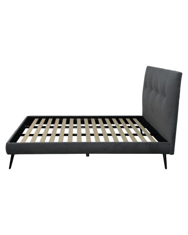 Letto singolo Stiletto con rete fissa in tessuto Ash grigio