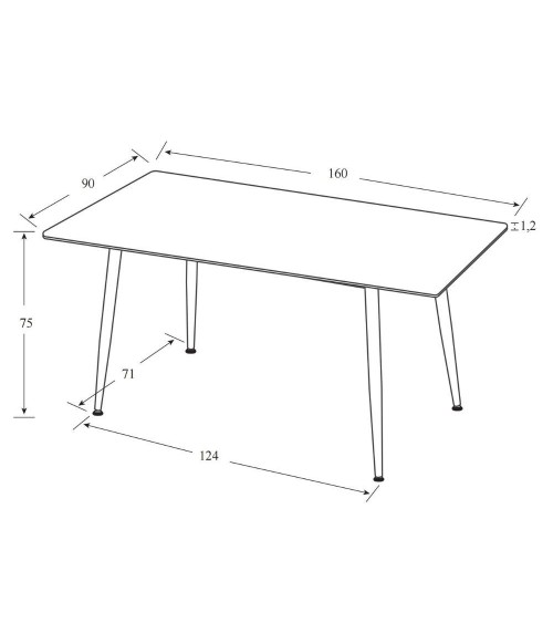 Tavolo Mila 160x90 top in ceramica effetto marmo grigio lucido con gambe in metallo nero