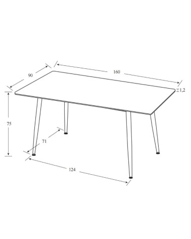 Tavolo Mila 160x90 top in ceramica effetto marmo grigio lucido con gambe in metallo nero