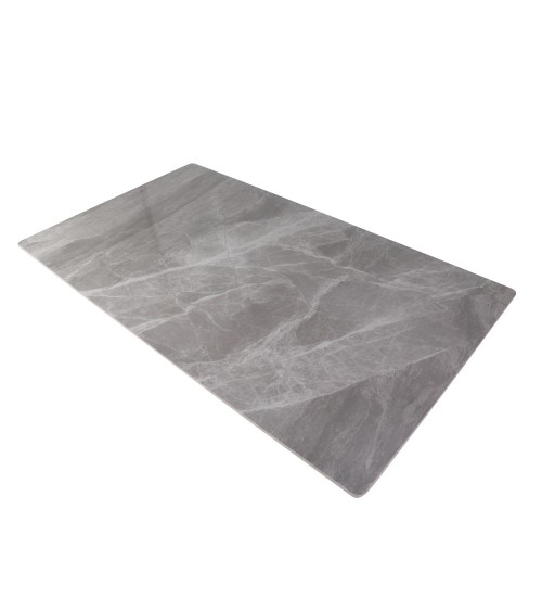 Tavolo Mila 160x90 top in ceramica effetto marmo grigio lucido con gambe in metallo nero