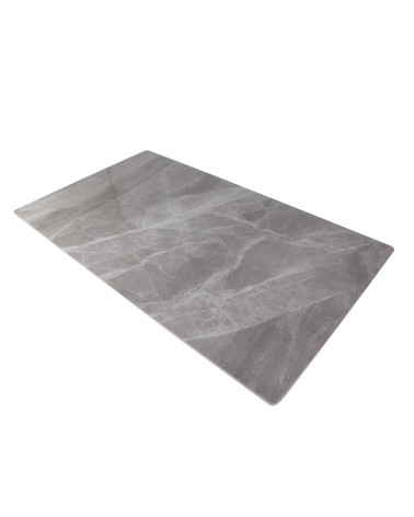 Tavolo Mila 160x90 top in ceramica effetto marmo grigio lucido con gambe in metallo nero