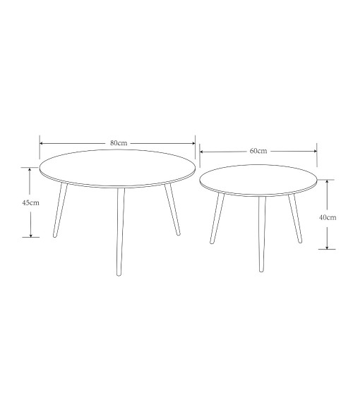 Set 2 tavolini da salotto Bicolor con piano in ceramica effetto marmo bianco lucido e gambe nere