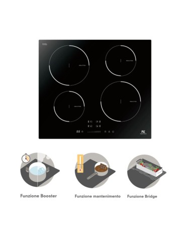 Piano cottura induzione da incasso 4 zone Master Kitchen MKHI604BK