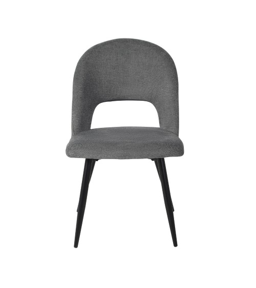 Sedia Lunetta imbottita in tessuto grigio con gambe nere set 2 pezzi