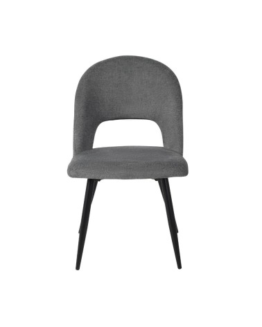Sedia Lunetta imbottita in tessuto grigio con gambe nere set 2 pezzi