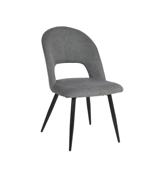 Sedia Lunetta imbottita in tessuto grigio con gambe nere set 2 pezzi