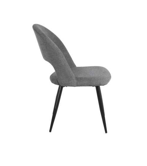 Sedia Lunetta imbottita in tessuto grigio con gambe nere set 2 pezzi