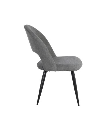 Sedia Lunetta imbottita in tessuto grigio con gambe nere set 2 pezzi