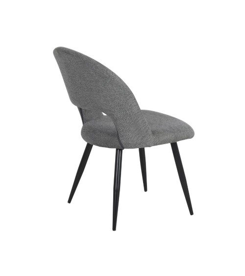 Sedia Lunetta imbottita in tessuto grigio con gambe nere set 2 pezzi