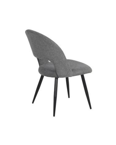 Sedia Lunetta imbottita in tessuto grigio con gambe nere set 2 pezzi
