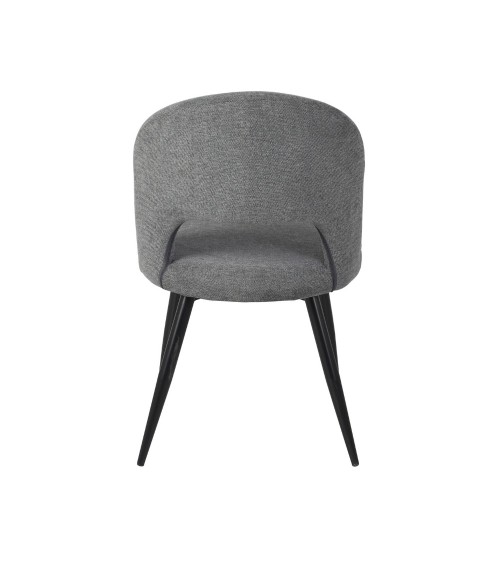 Sedia Lunetta imbottita in tessuto grigio con gambe nere set 2 pezzi