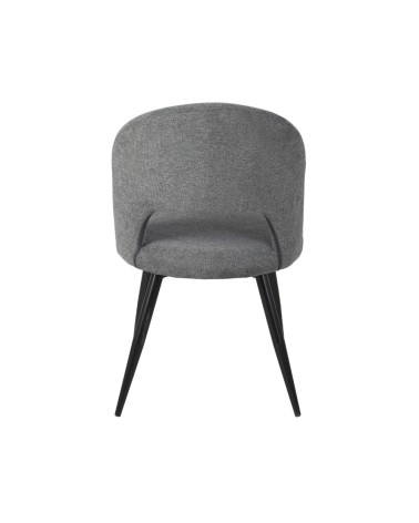 Sedia Lunetta imbottita in tessuto grigio con gambe nere set 2 pezzi