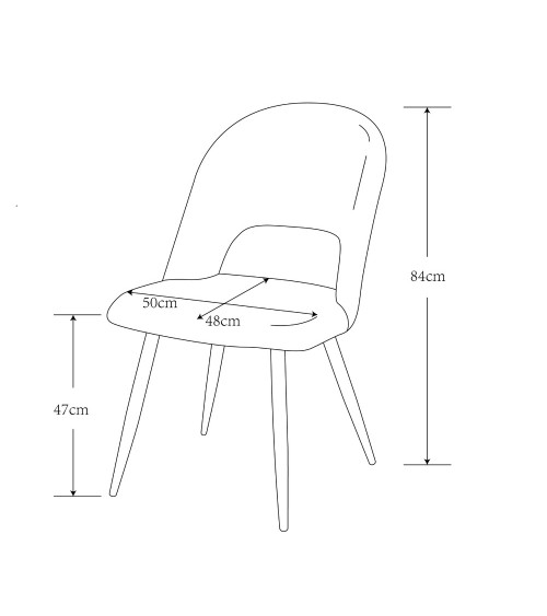 Sedia Lunetta imbottita in tessuto grigio con gambe nere set 2 pezzi