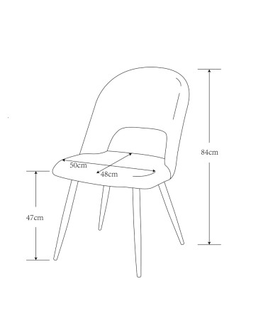 Sedia Lunetta imbottita in tessuto grigio con gambe nere set 2 pezzi
