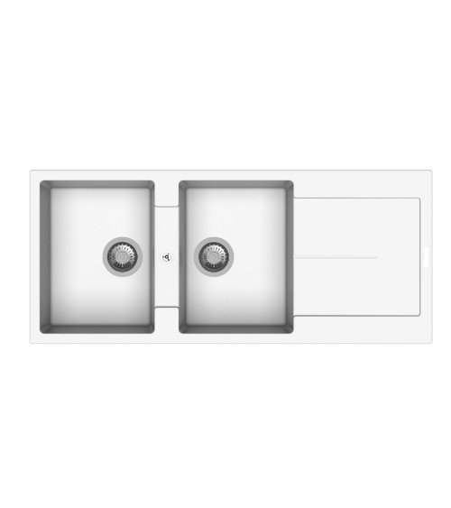 Enigma D200 lavello 2 vasche e gocciolatoio bianco