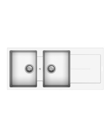 Enigma D200 lavello 2 vasche e gocciolatoio bianco