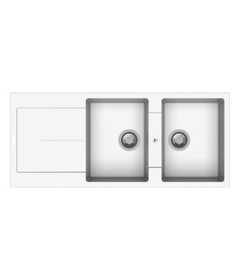 Enigma D200 lavello 2 vasche e gocciolatoio bianco