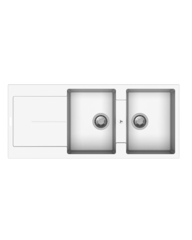 Enigma D200 lavello 2 vasche e gocciolatoio bianco