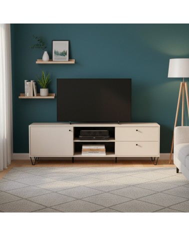 Porta TV Aldo1 con 2 cassetti un'anta e due vani a giorno colore cashemere