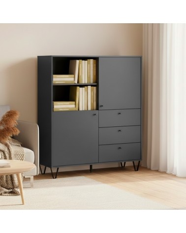 Credenza Aldo 6 con 2 ante e 3 cassetti colore antracite