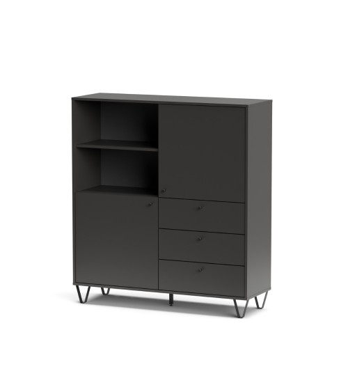 Credenza Aldo 6 con 2 ante e 3 cassetti colore antracite