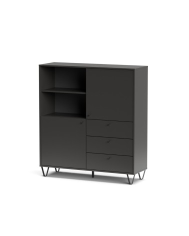 Credenza Aldo 6 con 2 ante e 3 cassetti colore antracite