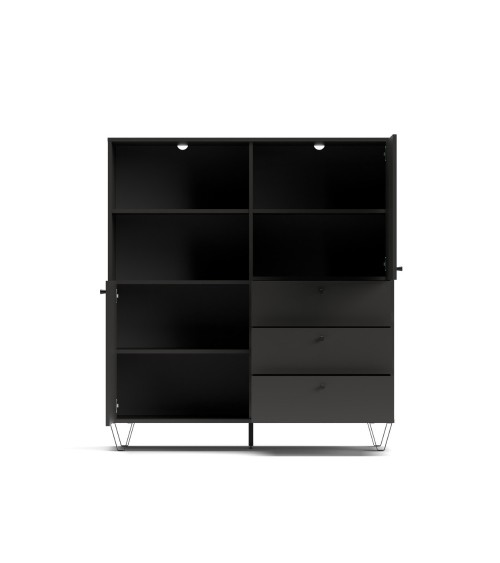 Credenza Aldo 6 con 2 ante e 3 cassetti colore antracite