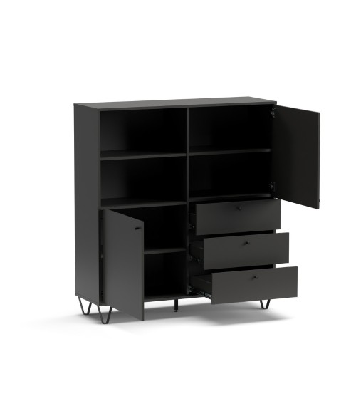 Credenza Aldo 6 con 2 ante e 3 cassetti colore antracite