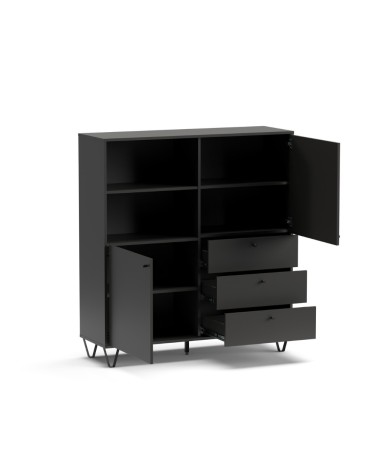 Credenza Aldo 6 con 2 ante e 3 cassetti colore antracite