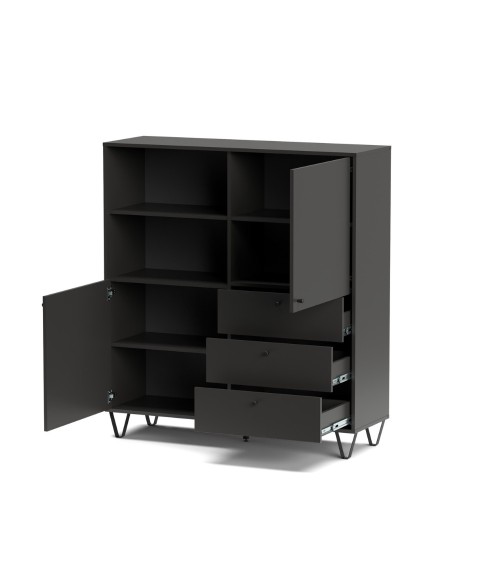 Credenza Aldo 6 con 2 ante e 3 cassetti colore antracite