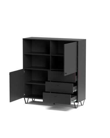 Credenza Aldo 6 con 2 ante e 3 cassetti colore antracite