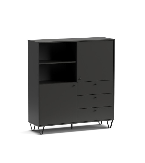 Credenza Aldo 6 con 2 ante e 3 cassetti colore antracite