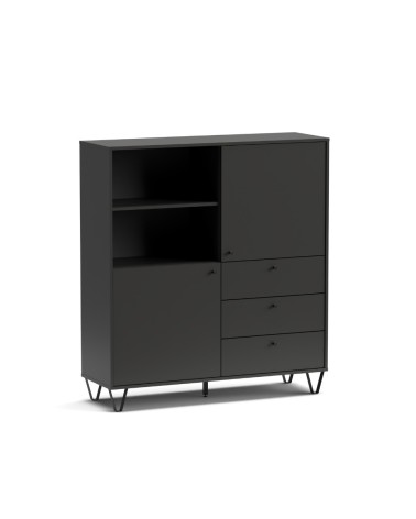 Credenza Aldo 6 con 2 ante e 3 cassetti colore antracite