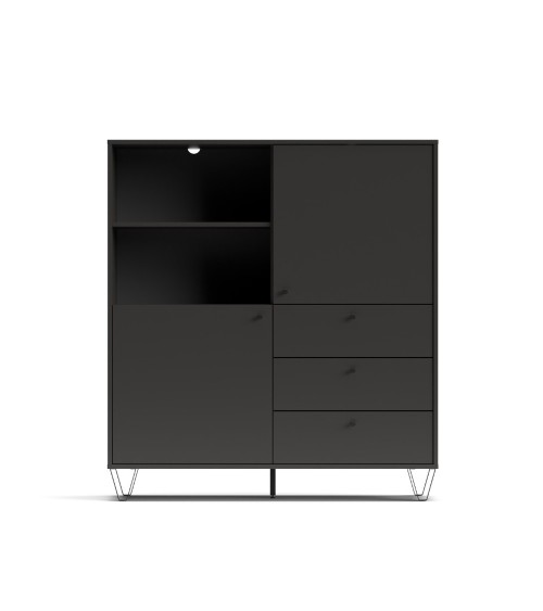 Credenza Aldo 6 con 2 ante e 3 cassetti colore antracite