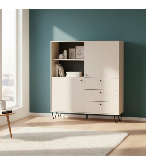 Credenza Aldo 6 con 2 ante e 3 cassetti colore cashmere