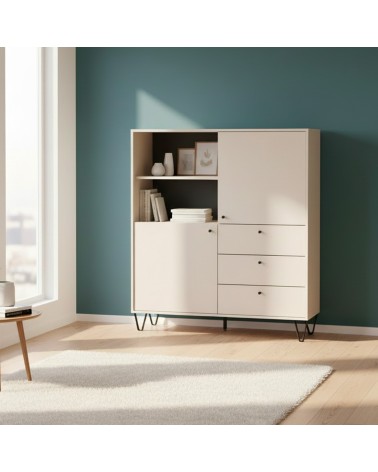 Credenza Aldo 6 con 2 ante e 3 cassetti colore cashmere
