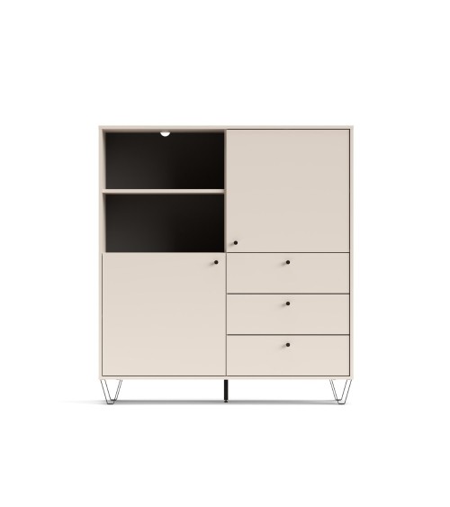 Credenza Aldo 6 con 2 ante e 3 cassetti colore cashmere
