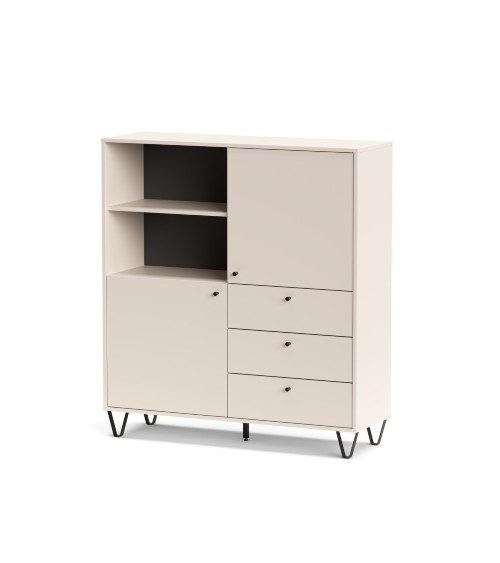 Credenza Aldo 6 con 2 ante e 3 cassetti colore cashmere