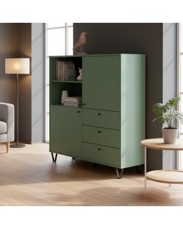 Credenza Aldo 6 con 2 ante e 3 cassetti colore verde