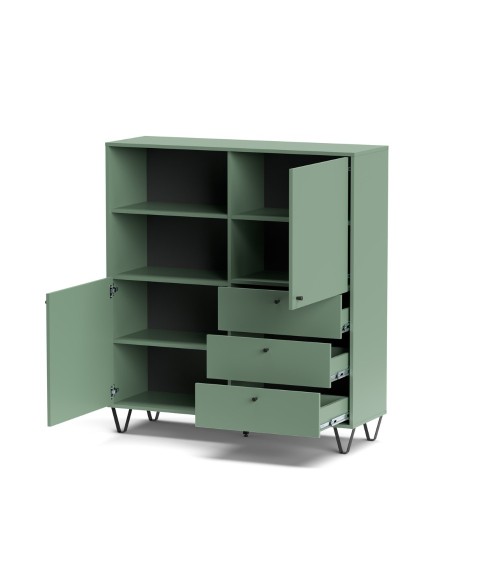 Credenza Aldo 6 con 2 ante e 3 cassetti colore verde