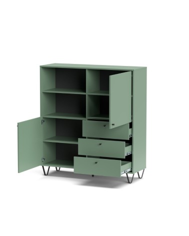 Credenza Aldo 6 con 2 ante e 3 cassetti colore verde