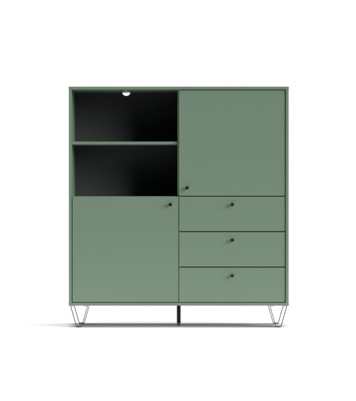 Credenza Aldo 6 con 2 ante e 3 cassetti colore verde