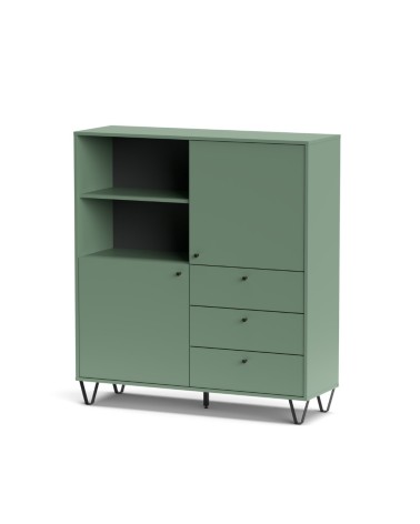 Credenza Aldo 6 con 2 ante e 3 cassetti colore verde
